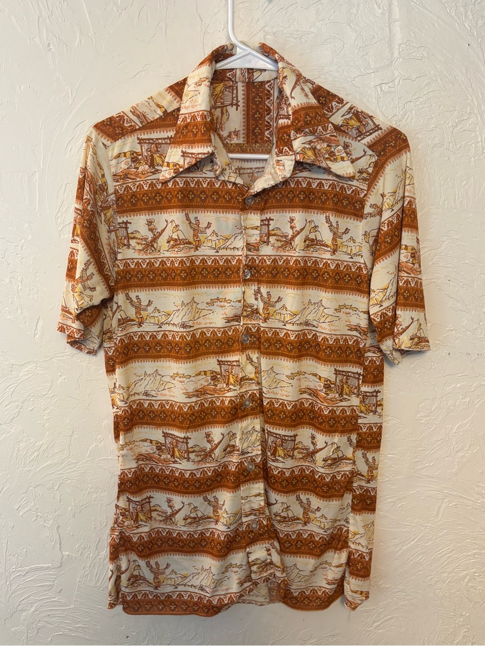 Vintage 70s Levi’s Indian Nylon Dagger Collar Button Down Shirt
